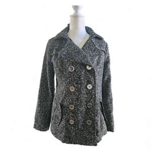 BONGO Double Breasted Tweed Like Womens Size Large Long Sleeve Pea Coat